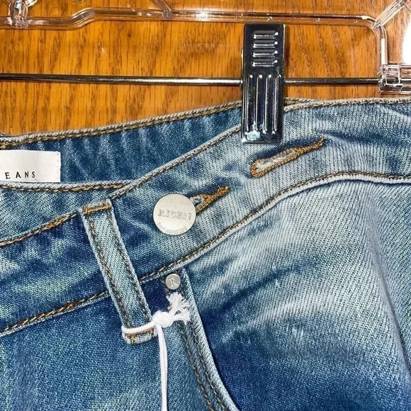 Women’s RISEN DENIM JEANS CROSS OVER DETAIL HIGH RISE WIDE STRAIGHT LEG 13/31W - Picture 4 of 14